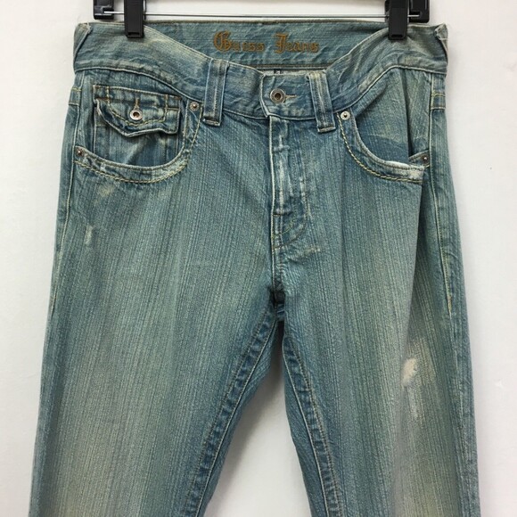 Guess Jeans Women's Pants 31 Modele Light Blue Denim Distressed - Picture 2 of 9